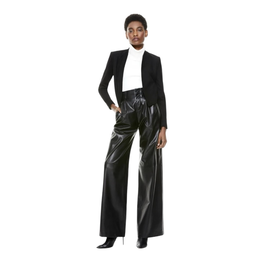 Alice + Olivia Black Harvey Suede Drape Jacket Size L